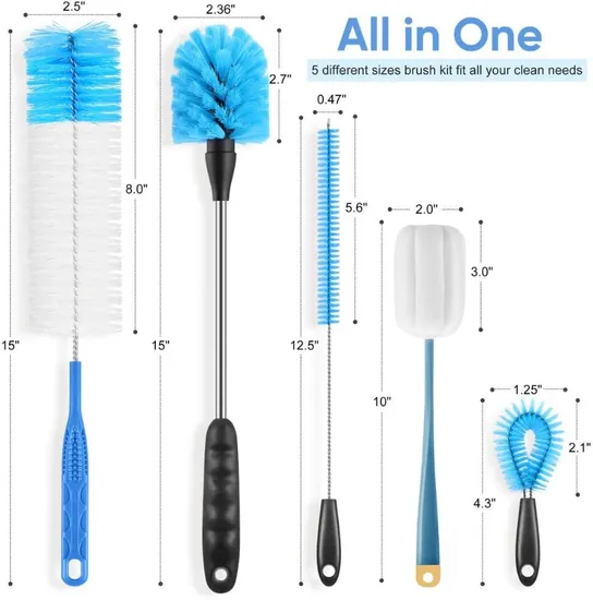 OEM Extra Long Brush Washing Narrow Wire Scrub Straw Sponge Bottle Cleaning Brush